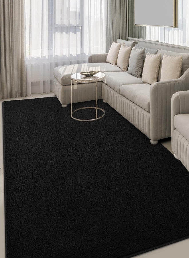 Hutha Large Area Rugs for Bedroom Living Room, 4x6 Black Solid Fluffy Super Soft Memory-Foam Furry Bedside Carpets, Modern Indoor Floor Rug Aesthetic Minimalist Rug for Kids Girls Boys Home Decor - Image 2